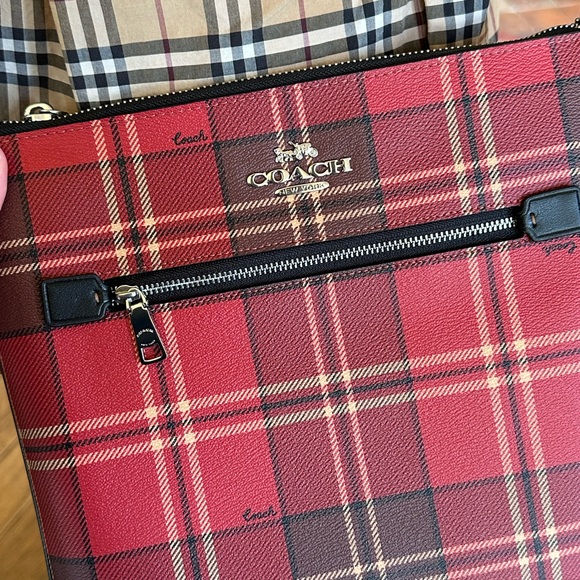 Coach Bag W/ Tartan Plaid Print Rowan File handbag purse NWT - Picture 4 of 10